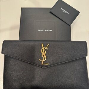 YSL leather medium uptown clutch